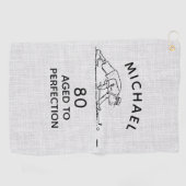 80e verjaardag Funny Golfer Persoonlijke naam Golfhanddoek (Horizontaal)