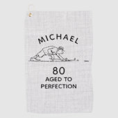 80e verjaardag Funny Golfer Persoonlijke naam Golfhanddoek (Voorkant)