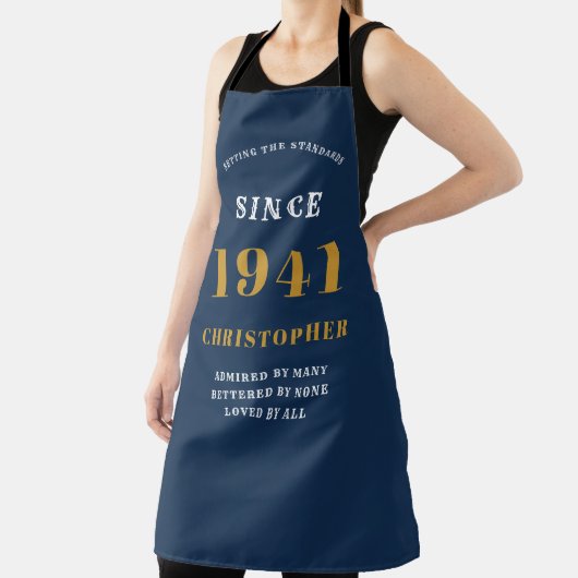 80e verjaardag Geboren 1941 Blauw Goud Man Schort (Insitu)