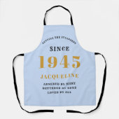 80e verjaardag geboren 1945 Blauw en Goud Schort (Voorkant)