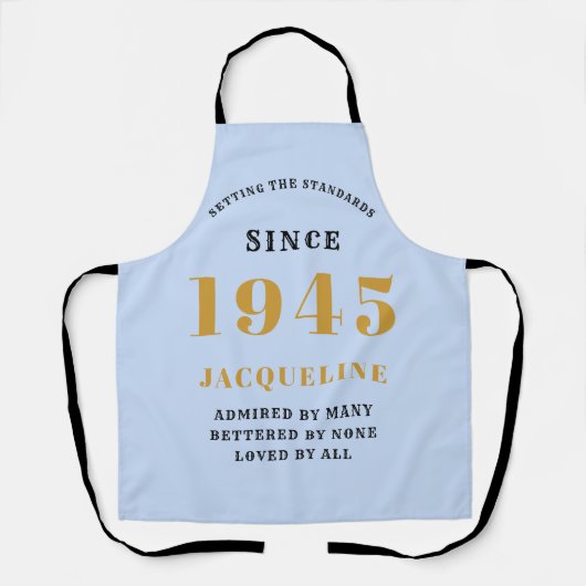 80e verjaardag geboren 1945 Blauw en Goud Schort (Voorkant)