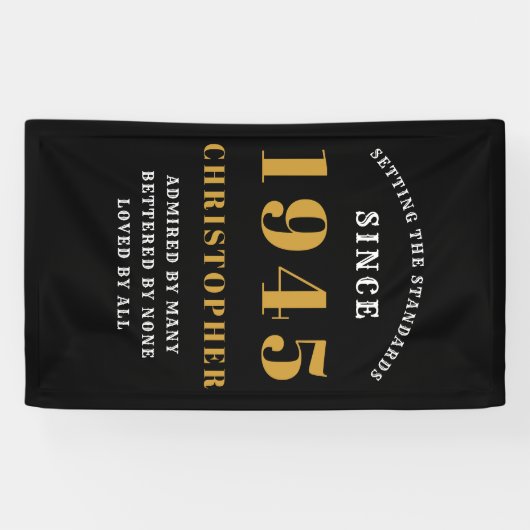 80e verjaardag Geboren in 1945 Naam toevoegen Zwar Spandoek (Horizontaal)