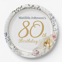 80e verjaardag geel bloemig elegante aangepaste fo