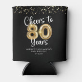 80e verjaardag gejuich voor 80 jaar zwart goud blikjeskoeler (Voorkant)