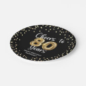 80e verjaardag gejuich voor 80 jaar zwart goud papieren bordje (Gekanteld)