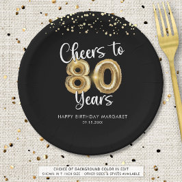 80e verjaardag gejuich voor 80 jaar zwart goud papieren bordje