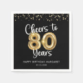 80e verjaardag gejuich voor 80 jaar zwart goud servet (Voorkant)