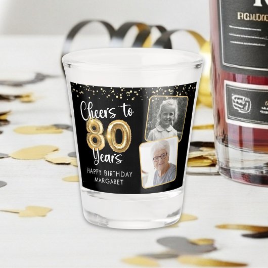 80e verjaardag gejuich voor 80 jaar zwart goud shot glas