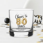 80e verjaardag gejuich voor 80 jaar zwart goud whisky glas