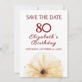 80e verjaardag Gele bloem, Elegant save the date (Voorkant)