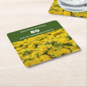 80e verjaardag Gele Floral Milestone Party Kartonnen Onderzetters (Schuin)