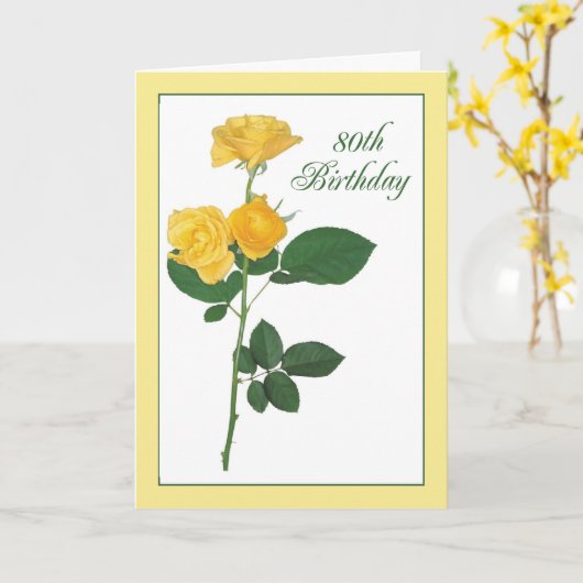 80e verjaardag Gele Rose Kaart (Gele Bloem)