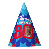 80e verjaardag gepersonaliseerde foto ster naam pe feesthoedjes (Voorkant)