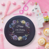 80e verjaardag gepersonaliseerde Moody Paarse bloe Papieren Bordje (Feest)