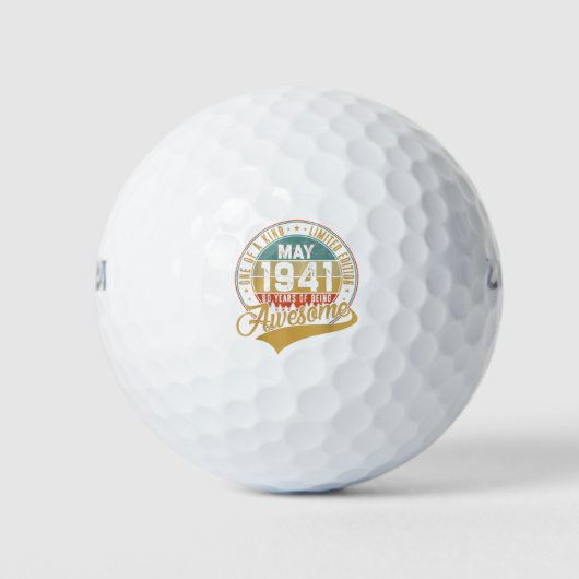 80e verjaardag gift retro mei 1941 80 jaar oud golfballen (Voorkant)