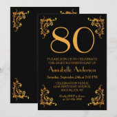 80e Verjaardag Glam Modern Goud Zwart  Retro Kaart (Voorkant / Achterkant)