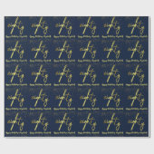 80e verjaardag Glamoureus Navy Gold Cadeaupapier (Vlak)