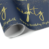 80e verjaardag Glamoureus Navy Gold Cadeaupapier (Rol Hoek)