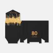 80e verjaardag glitter zwarte goudsparkle bedankdoosjes (Uitgevouwen)
