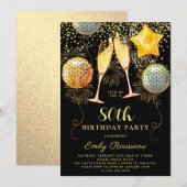 80e verjaardag Gold Black Glitter Confetti Kaart (Voorkant / Achterkant)