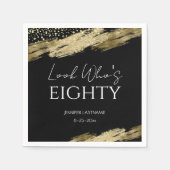 80e verjaardag Gold Black Kijk naar wie er is Servet (Voorkant)