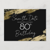 80e verjaardag Gold Black Save the Date Briefkaart (Voorkant)