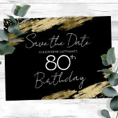 80e verjaardag Gold Black Save the Date Briefkaart