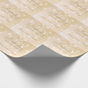 80e verjaardag Gold Bokeh Sparkle Lights Cadeaupapier