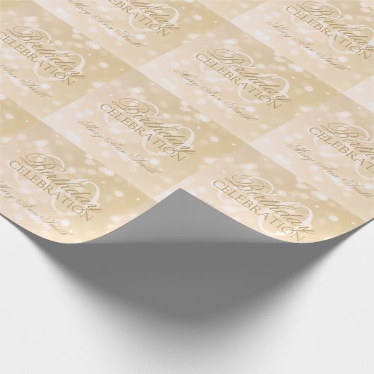 80e verjaardag Gold Bokeh Sparkle Lights Cadeaupapier (Hoek)