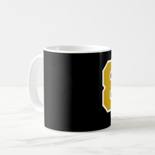 80e verjaardag GOLD en Black V008A Koffiemok (Voorkant links)