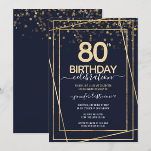 80e verjaardag Gold en blauw Kaart