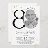 80e verjaardag Gold Invitation Kaart Foto (Voorkant / Achterkant)