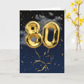 80e verjaardag Gold Mylar ballon en Confetti Card Kaart (Gele Bloem)