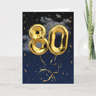 80e verjaardag Gold Mylar ballon en Confetti Card Kaart