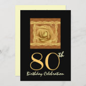 80e verjaardag GOLD Roos Square W1103 Kaart (Voorkant / Achterkant)