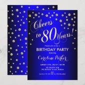 80e verjaardag - Gold Royal Blue Kaart (Voorkant / Achterkant)