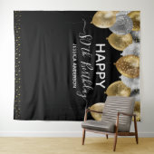 80e verjaardag Gold Silver Black Balloons Tapestry Wandkleed (In Situ (horizontaal))