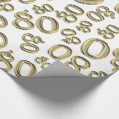80e verjaardag Gold/wit nummer 80 Patroon (L) Cadeaupapier (Hoek)