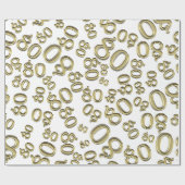 80e verjaardag Gold/wit nummer 80 Patroon (L) Cadeaupapier (Vlak)
