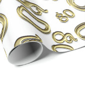 80e verjaardag Gold/wit nummer 80 Patroon (L) Cadeaupapier (Rol Hoek)