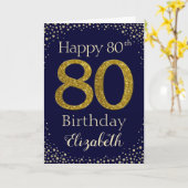 80e verjaardag Golden Glitter Kaart (Gele Bloem)