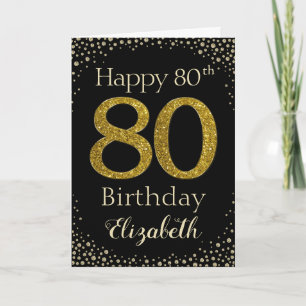 80e verjaardag Golden Glitter Kaart
