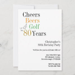 80e verjaardag Golf Proost Beers Minimal Party Kaart