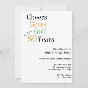 80e verjaardag Golf Proost Beers Minimal Party Kaart
