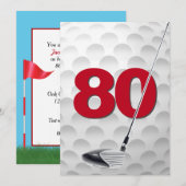 80e verjaardag golf themafeest kaart (Voorkant / Achterkant)