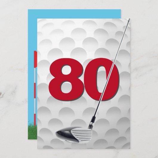 80e verjaardag golf themafeest kaart (Voorkant / Achterkant)