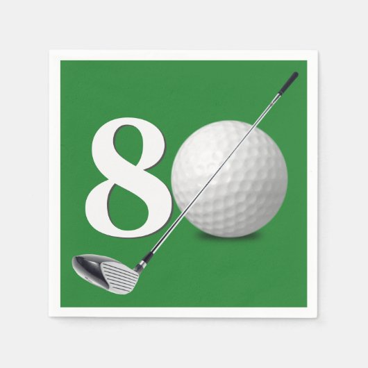80e verjaardag golfbal en club servet (Voorkant)