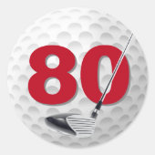 80e verjaardag golfbal ontwerp ronde sticker (Voorkant)