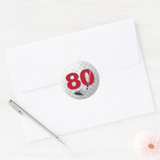 80e verjaardag golfbal ontwerp ronde sticker (Envelop)