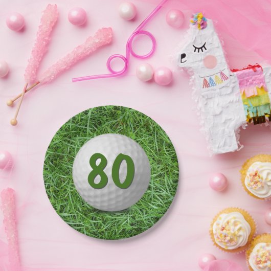 80e verjaardag Golfbal op Bord van graspapier (Feest)